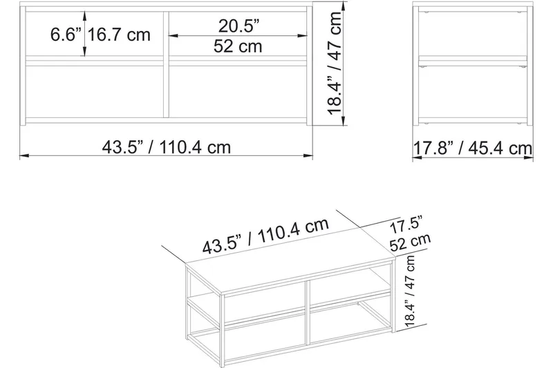 Lunnom Sofabord 110 cm med Oppbevaringshylle - Brun/Svart - Møbler - Bord - Sofabord