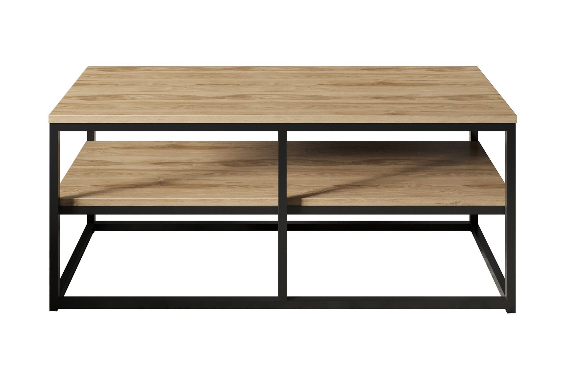 Lunnom Sofabord 110 cm med Oppbevaringshylle - Brun/Svart