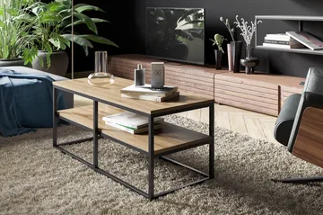 Lunnom Sofabord 110 cm med Oppbevaringshylle - Brun/Svart - Møbler - Bord - Sofabord