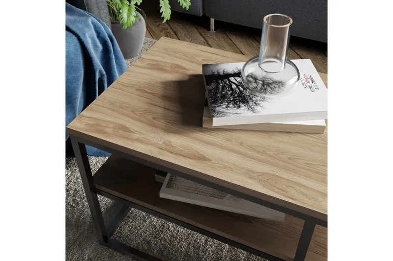 Lunnom Sofabord 110 cm med Oppbevaringshylle - Brun/Svart - Møbler - Bord - Sofabord