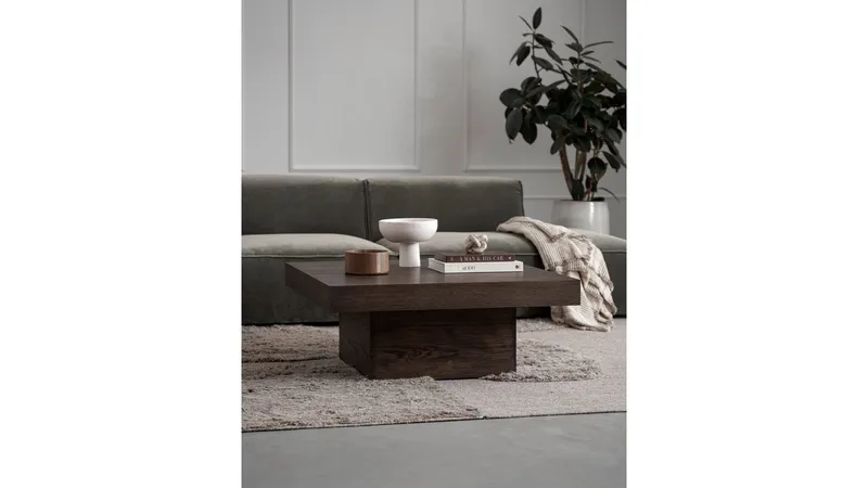 Sofabord Lunvik 130x70 cm - Brunlakkert og hvitpigmentert finish - Møbler - Bord - Sofabord