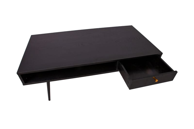 Luxem Sofabord 115 cm med Oppbevaringsskuff + Hylle - Svart/Kobber - Sofabord