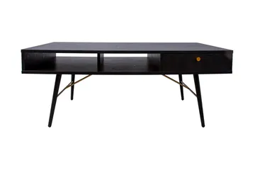 Luxem Sofabord 115 cm med Oppbevaringsskuff + Hylle - Svart/Kobber - Møbler - Bord - Sofabord