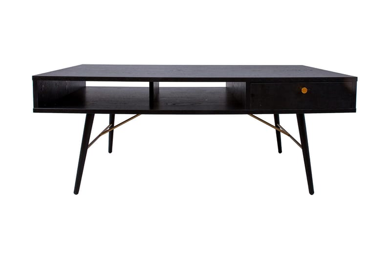 Luxem Sofabord 115 cm med Oppbevaringsskuff + Hylle - Svart/Kobber - Møbler - Bord - Sofabord