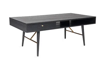 Luxem Sofabord 115 cm med Oppbevaringsskuff + Hylle - Svart/Kobber - Møbler - Bord - Sofabord