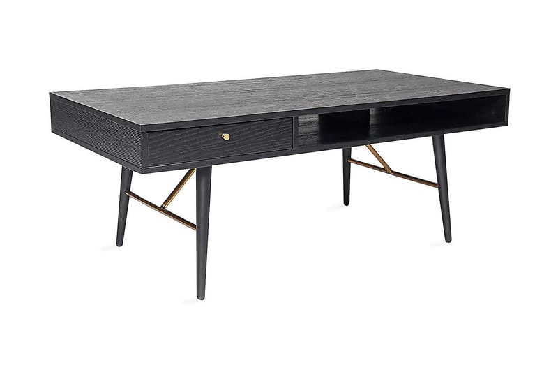 Luxem Sofabord 115 cm med Oppbevaringsskuff + Hylle - Svart/Kobber - Møbler - Bord - Sofabord
