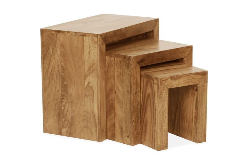 Magitt Settbord 45 cm 3 Bord - Akasie - Sammenleggbart bord - Sofabord - Speilbord - Settbord