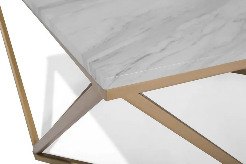 Malibu Kvadratisk Sofabord 80 cm i Marmor med Metallstativ - Hvit - Møbler - Bord - Sofabord