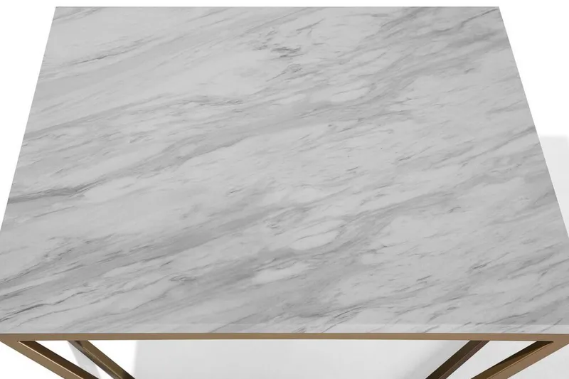 Malibu Kvadratisk Sofabord 80 cm i Marmor med Metallstativ - Hvit - Møbler - Bord - Sofabord