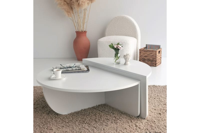 Malling Sofabord 90x30x90 cm Oval - Hvit - Møbler - Bord - Sofabord