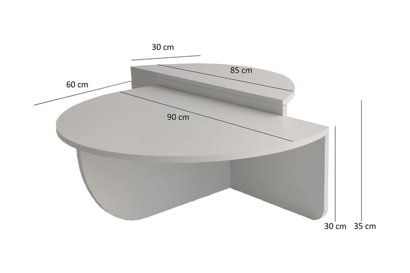 Malling Sofabord 90x30x90 cm Oval - Hvit - Møbler - Bord - Sofabord