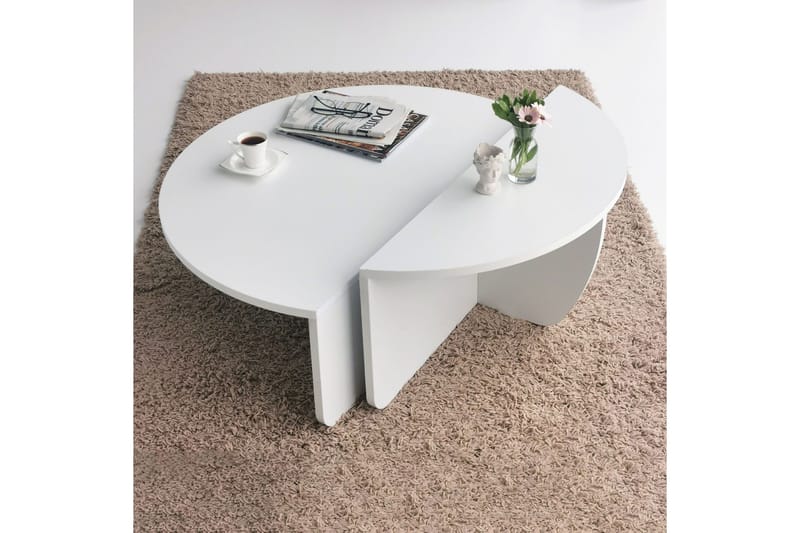 Malling Sofabord 90x30x90 cm Oval - Hvit - Møbler - Bord - Sofabord