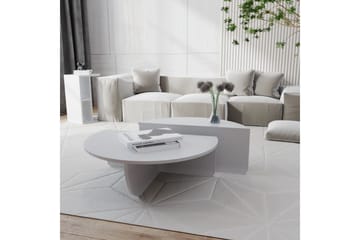 Malling Sofabord 90x30x90 cm Oval - Hvit - Møbler - Bord - Sofabord