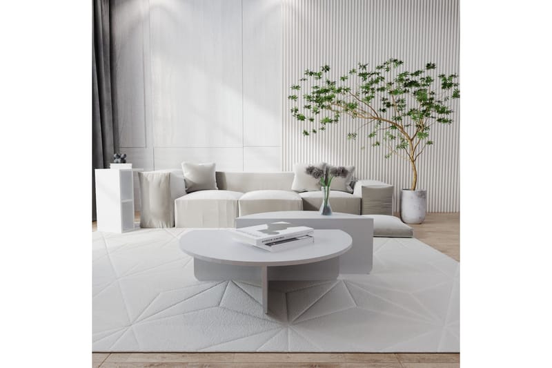 Malling Sofabord 90x30x90 cm Oval - Hvit - Møbler - Bord - Sofabord