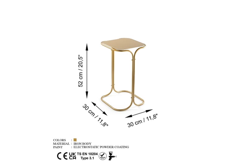 Mamta Kvadratisk Sofabord 30 cm i Metall - Messinggull - Møbler - Bord - Sofabord