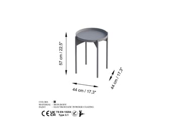 Mamta Rundt Sofabord Skittbord 44 cm i Metall - Grå - Møbler - Bord - Sofabord