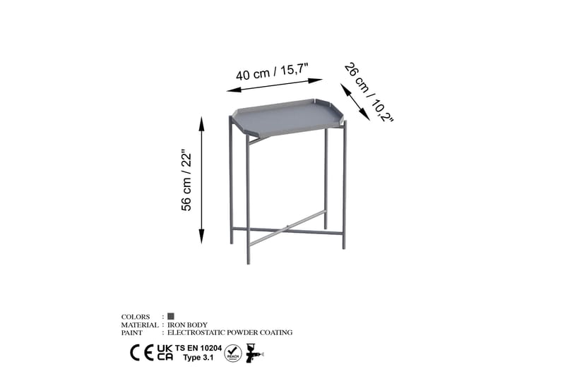 Mamta Sofabord 26 cm - Grå - Møbler - Bord - Sofabord