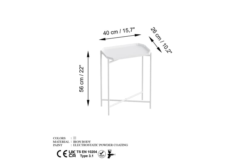 Mamta Sofabord 26 cm - Hvit - Sofabord