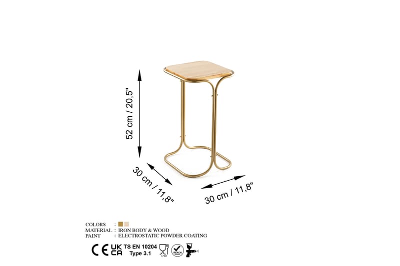Mamta Sofabord 30 cm - Gull/Naturell - Møbler - Bord - Sofabord