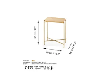Mamta Sofabord 40 cm - Gull/Naturell - Møbler - Bord - Sofabord