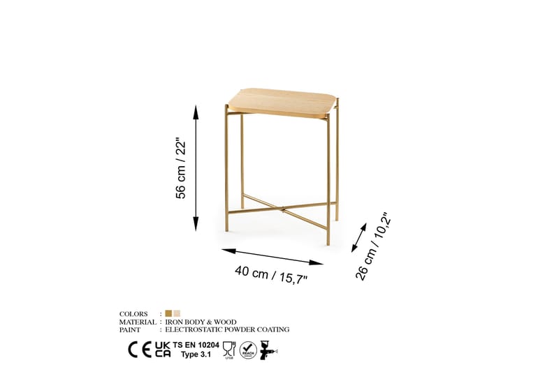 Mamta Sofabord 40 cm - Gull/Naturell - Møbler - Bord - Sofabord