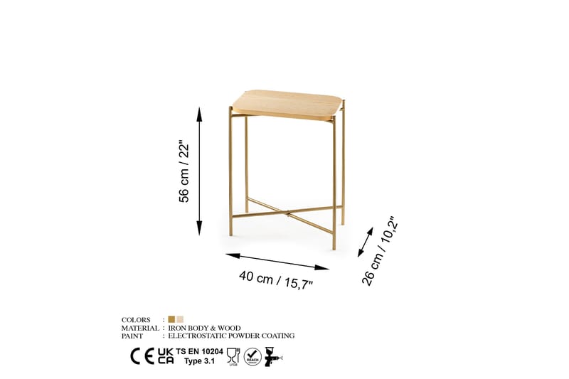 Mamta Sofabord 40 cm - Gull/Naturell - Sofabord