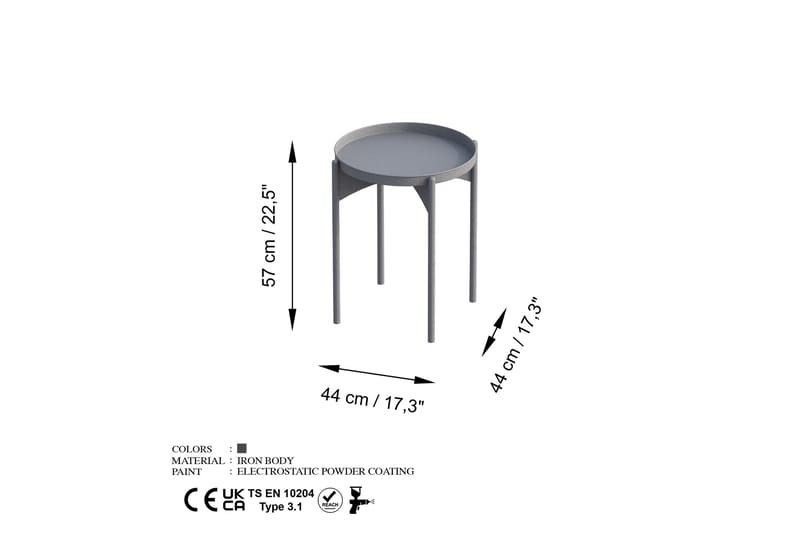 Mamta Sofabord 44 cm - Grå - Møbler - Bord - Sofabord