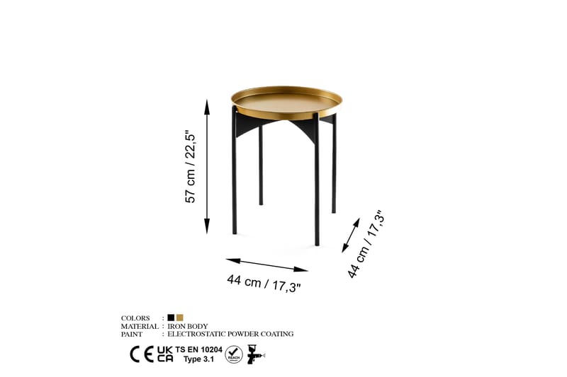 Mamta Sofabord 44 cm - Gull/Svart - Møbler - Bord - Sofabord