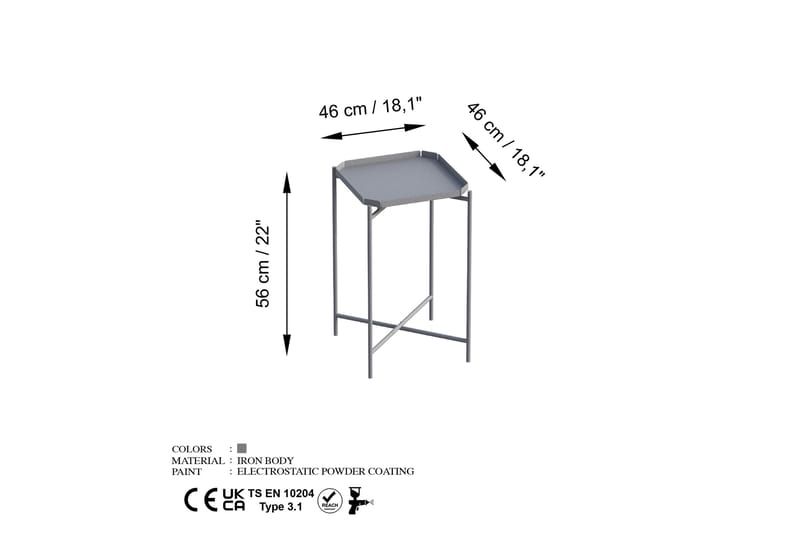 Mamta Sofabord 46 cm - Grå - Møbler - Bord - Sofabord