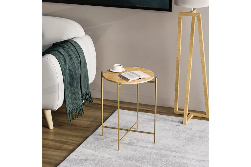 Mamta Sofabord 46 cm - Gull/Naturell - Møbler - Bord - Sofabord