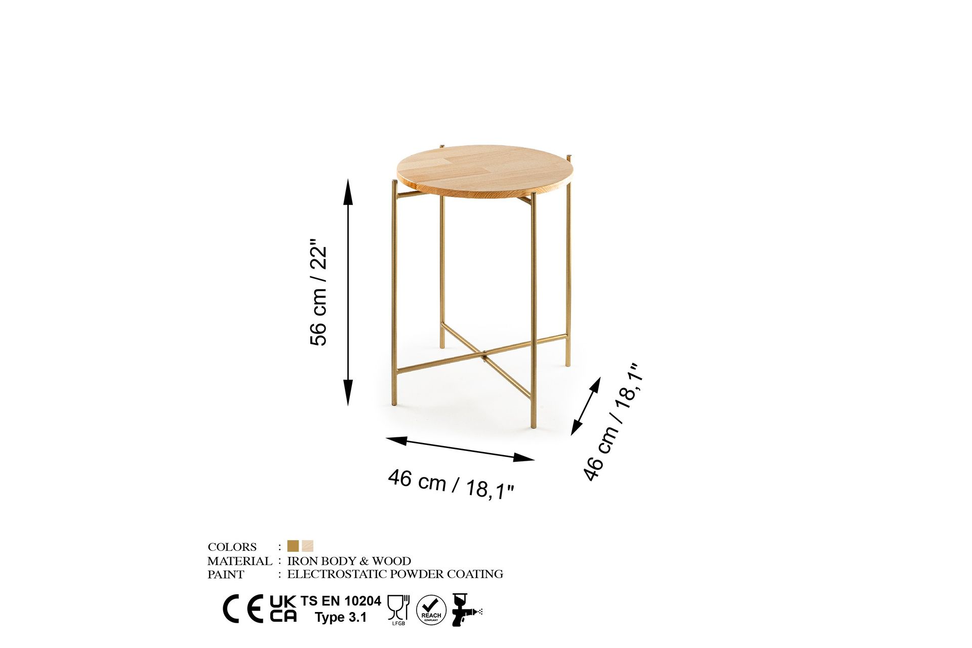 Mamta Sofabord 46 cm - Gull/Naturell - Møbler - Bord - Sofabord