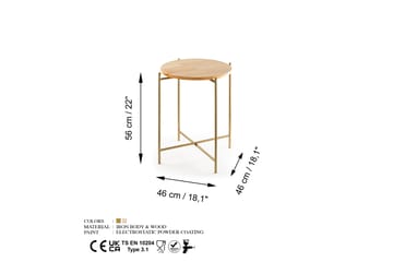Mamta Sofabord 46 cm - Gull/Naturell - Møbler - Bord - Sofabord