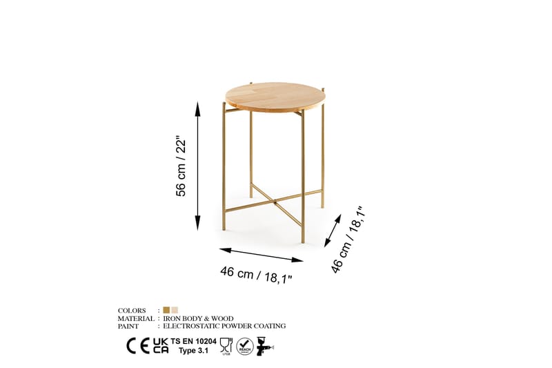 Mamta Sofabord 46 cm - Gull/Naturell - Sofabord