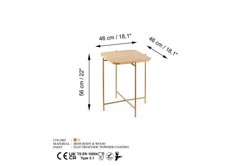 Mamta Sofabord 46 cm - Gull/Naturell - Sofabord