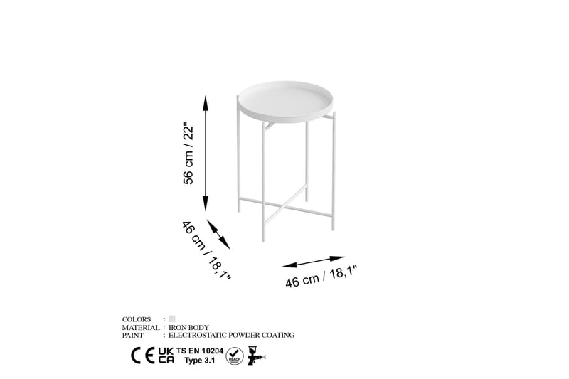 Mamta Sofabord 46 cm - Hvit - Møbler - Bord - Sofabord