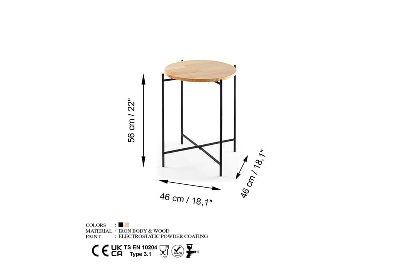Mamta Sofabord 46 cm - Svart/Naturell - Møbler - Bord - Sofabord