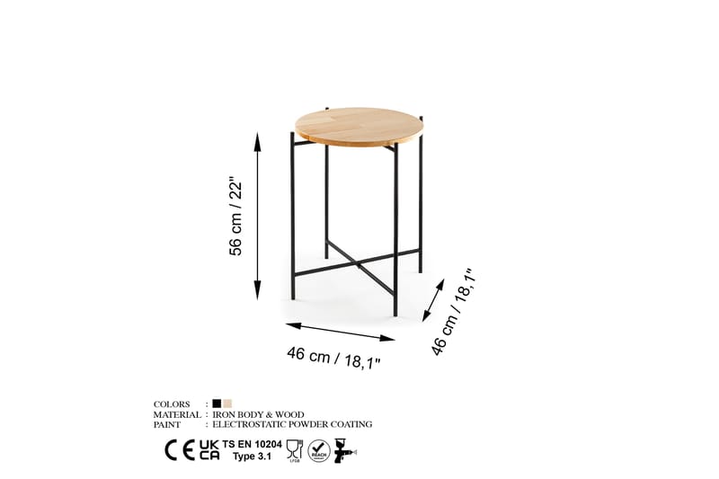 Mamta Sofabord 46 cm - Svart/Naturell - Sofabord