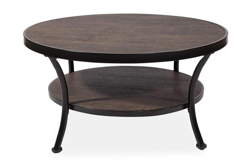 Manilla Sofabord 91 cm Rundt med Oppbevaring Hylle - Betongbrun/Svart - Møbler - Bord - Sofabord