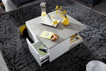 Marchall Sofabord 70 cm - Hvit - Møbler - Bord - Sofabord - Sofabord med hjul