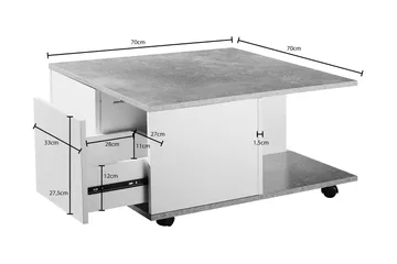 Marchall Sofabord 70 cm - Hvit - Møbler - Bord - Sofabord - Sofabord med hjul