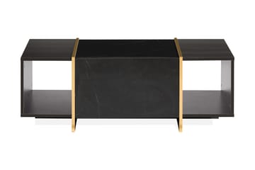 Mardon Sofabord 104 cm med Oppbevaring Skuffer + Hyller - Svart/Gull - Møbler - Bord - Sofabord