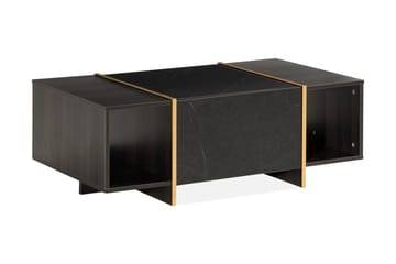 Mardon Sofabord 104 cm med Oppbevaring Skuffer + Hyller - Svart/Gull - Møbler - Bord - Sofabord