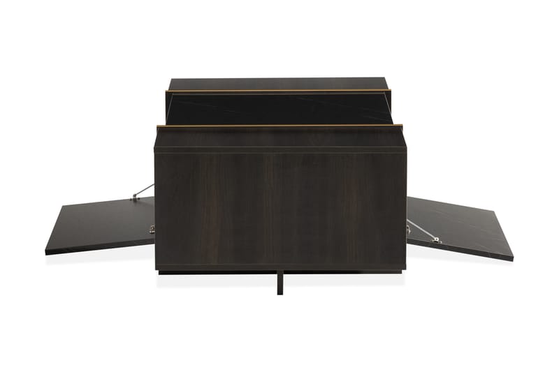 Mardon Sofabord 104 cm med Oppbevaring Skuffer + Hyller - Svart/Gull - Møbler - Bord - Sofabord