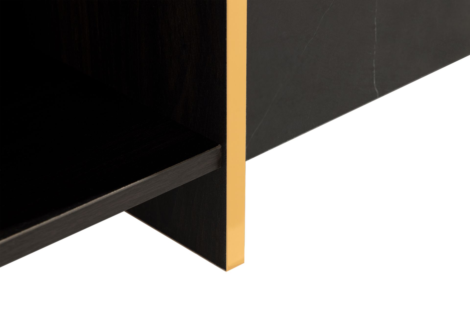 Mardon Sofabord 104 cm med Oppbevaring Skuffer + Hyller - Svart/Gull - Møbler - Bord - Sofabord