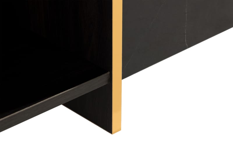 Mardon Sofabord 104 cm med Oppbevaring Skuffer + Hyller - Svart/Gull - Møbler - Bord - Sofabord