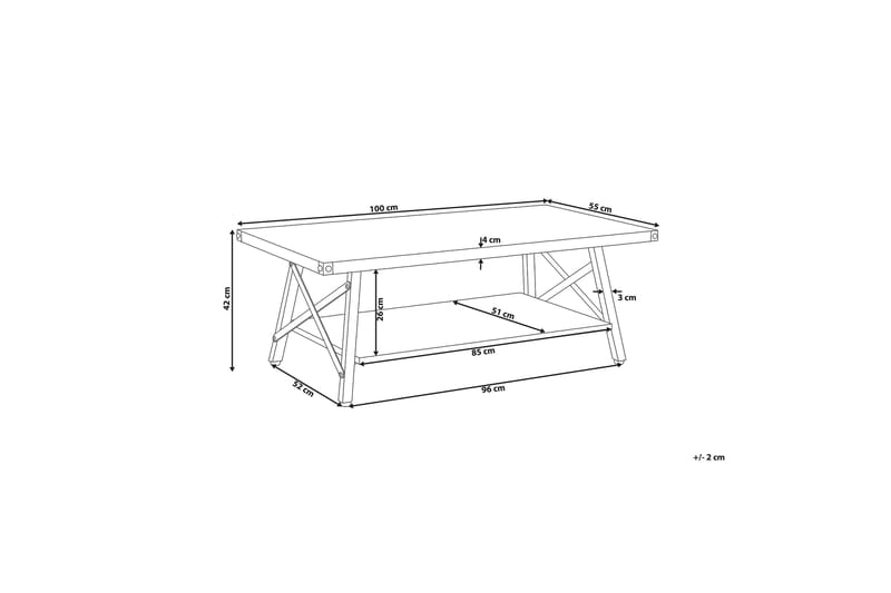 Marlea Sofabord 100 cm med Oppbevaringshylle - Tre/Natur - Møbler - Bord - Sofabord