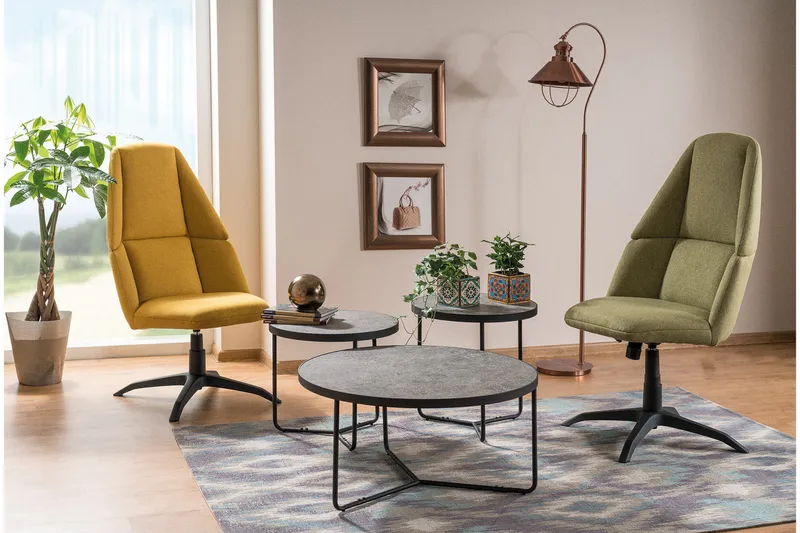 Marore Settbord Rundt - Grå/Svart - Møbler - Bord - Sofabord