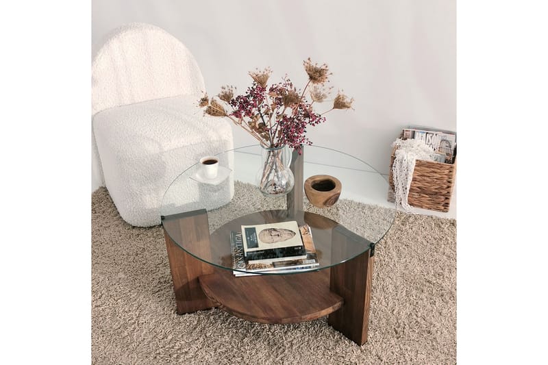 Marsonia Sofabord 75x40x75 cm Rundt - Brun - Møbler - Bord - Sofabord