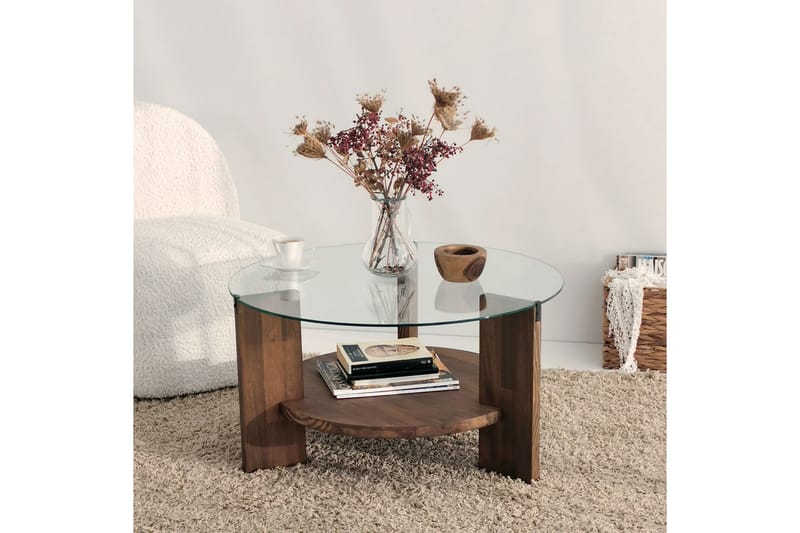 Marsonia Sofabord 75x40x75 cm Rundt - Brun - Møbler - Bord - Sofabord