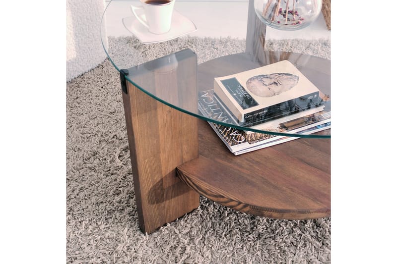 Marsonia Sofabord 75x40x75 cm Rundt - Brun - Møbler - Bord - Sofabord